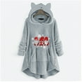 thumbnail image 1 of Somuwie Clearance Women's Christmas Printed Cat Ear Plush Button Long Sleeve Hooded Plush Casual Jacket, 1 of 5