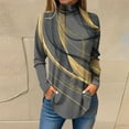 thumbnail image 1 of Somuwie Clearance Women's Fashion Printed Long Sleeve Printed Turtleneck Top T-shirt, 1 of 5