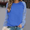 thumbnail image 1 of Somuwie Clearance Women's Striped Print Contrast Color Casual Fashion Raglan Long Sleeve Round Neck Sweater, 1 of 4