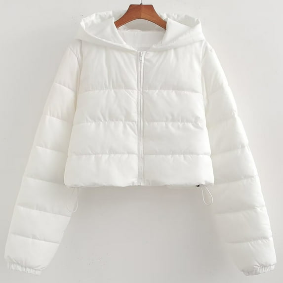 Somuwie Clearance Womens Solid Color Cotton Jacket Short Zipper Cotton Jacket Womens Long Sleeved Cotton Jacket