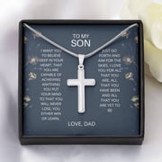 Son - Believe Deep - Artisan Cross Necklace, Graduation, Birthday Gift