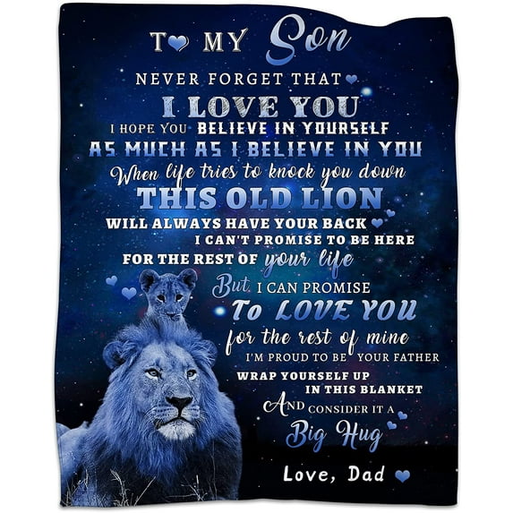to My Son Blanket from Dad, Lion Blanket for My Son, Son Gifts from Dad, Gift for Son, Son from Dad, Son Birthday Christmas Idea Gifts, Dad to Son Super Soft Flannel Throw Blanket 50"x 60"