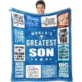 thumbnail image 1 of Son Blanket Gifts for Son on Fathers Day from Mom or Dad - World's Greatest Son 50" X 60" Throw Blanket - Christmas Birthday Present for Son, 1 of 6
