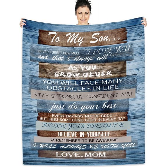 to My Son Blanket from Mom - Gifts for Son from Mom Blanket -Birthday Gifts for Son - Gifts for Grown Son - Son Gifts from Mother for His Birthday-Gifts Ideas for Boys Men Graduate Gift
