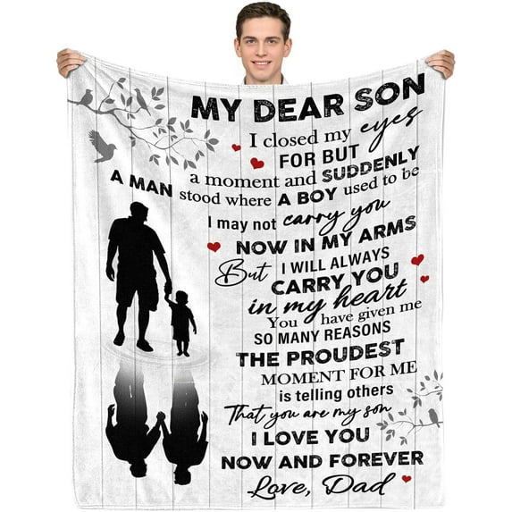 Son Blanket from Dad, Gifts for Son, to My Son from Dad Gifts, Birthday Gifts for Son, Graduation for Son Throw Blanket 60"x50"