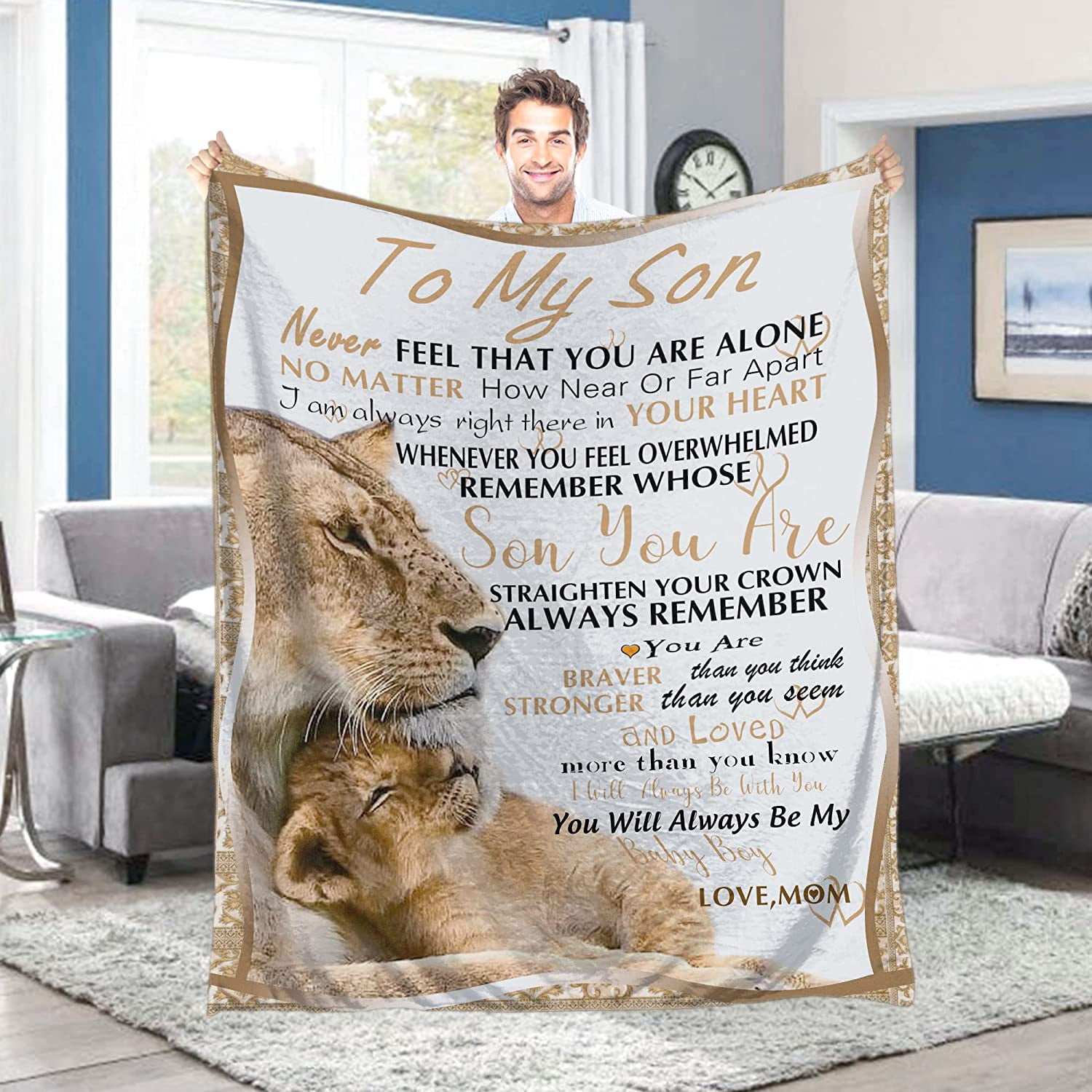 Son Blanket from Mom, to My Son Blanket from Mom, Soft Warm Birthday Gifts  for Grown Son from Mom Throw Blanket for Bed Couch Travel 60