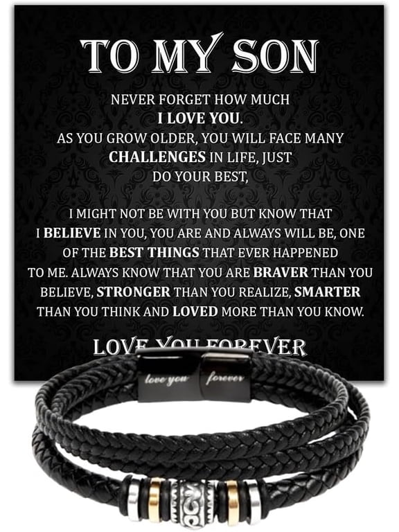 To My Son Bracelet From Mom Dad, Sons Gift From Dad, Mother And Son Bracelet, Anniversary Graduation Valentine Christmas Birthday Gifts For Sons With Message Card And Gift Box
