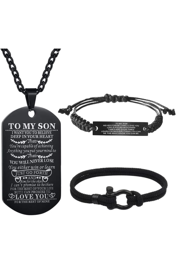 To My Son Bracelet Personalized Nautical Bracelet Dog Tag Necklace You Will Never Lose Inspirational Son Bracelets from Mom and Dad Birthday Christmas Graduation Son Gifts