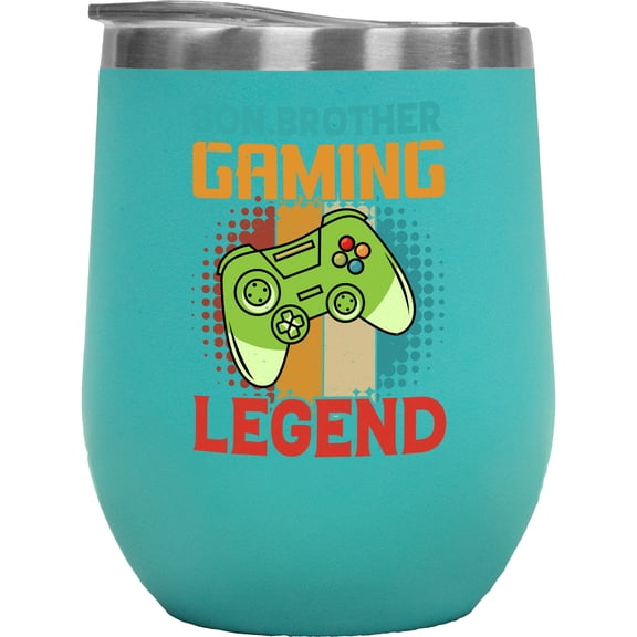 Son, Brother, Gaming Legend feat. a Game Controller - Video Gamer Bro Quote, Mint 12oz Wine Tumbler