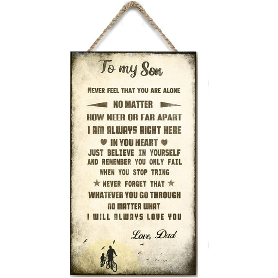 to My Son from Dad Vintage Wooden Sign,Birthday Gifts for Son,Kids Gifts for Graduation, Birthday - Inspirational Quote Sign for Home Bedroom Wall Art 6x12 Inches