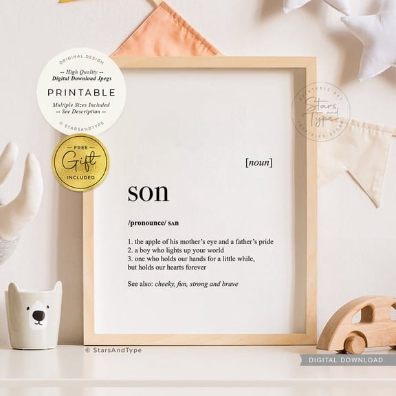 Son Definition Dictionary Poster, Unframed Size 8x12