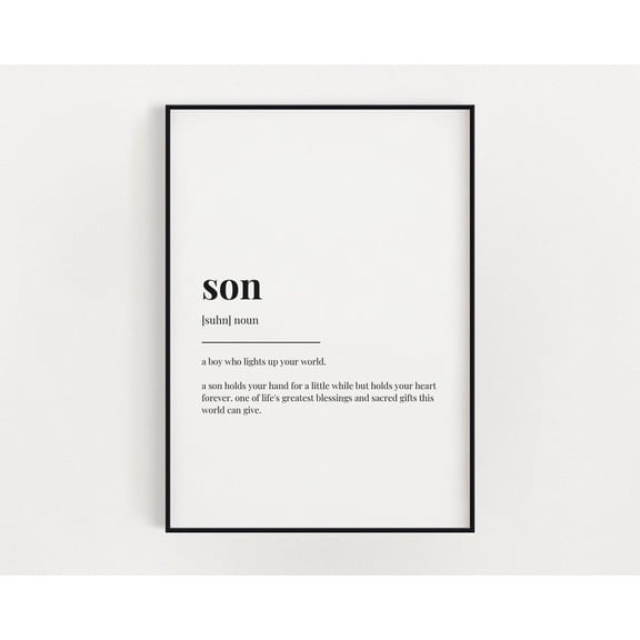 Son Definition Print, Wall Art Print, Definition Print, Quote Print Home Decor #3403, Stretched Canvas Size 16x24