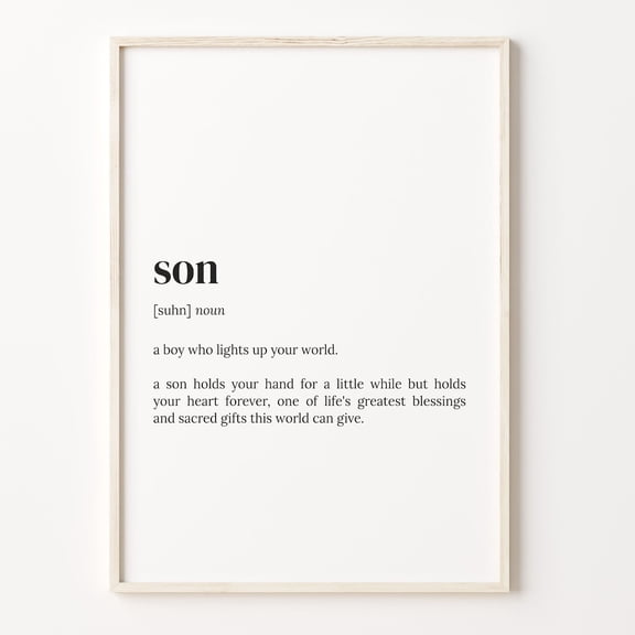 Son Definition Quote Wall Art Son, Unframed Poster
