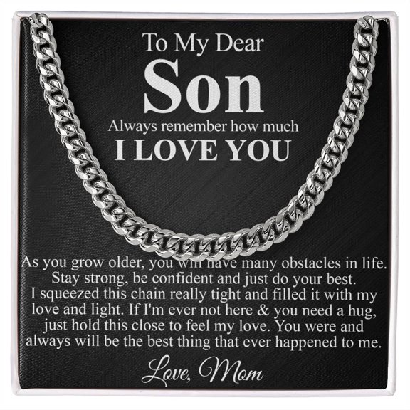 Son From Mom Elegant Necklace A Meaningful Necklace Perfect For Anniversaries Birthdays Valentine Version 350, Gold Cuban Link Necklace