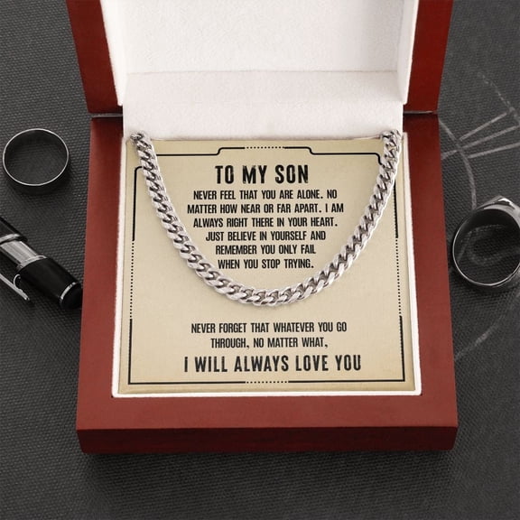 Son Gift Necklace, To My son Birthday Gift Necklace, Gift From Dad, Mom, Cuban Chain Gift Necklace, Graduation Gift Necklace, Son Birthday Gift