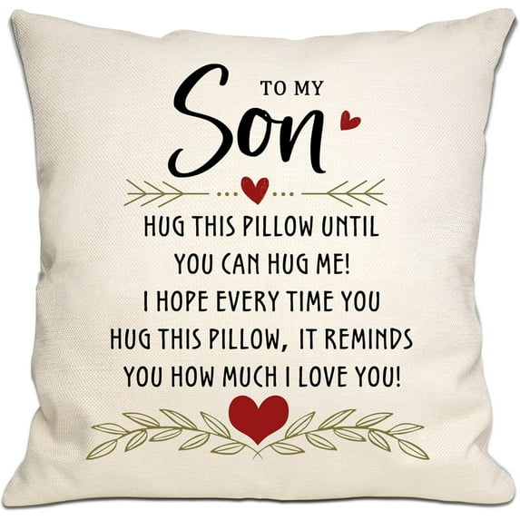 Son Gift from Mom Dad Hug Throw Pillow Cover I Love You Reminder Gift for Son Birthday Gift Graduation Gift Thanksgiving Gift (Son)