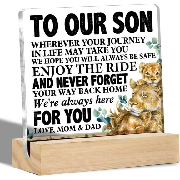 Son Gifts From Parents Dad and Mom, Son Gifts for Birthday Christmas Graduation, Son Acrylic Sign Table Plaque Sign Keepsake 4x4 Inch
