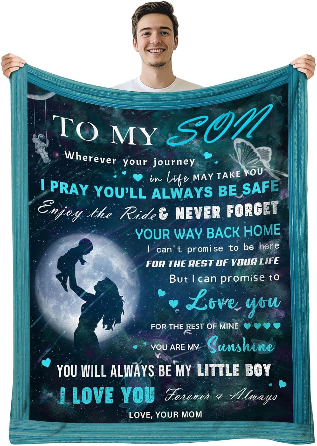 Son Gifts, Gifts for Son from Mom, Son Blanket 60"X50", Son Birthday Christmas Idea Gifts, to My Son Blanket, Gifts for Grown Son, Son from Mom, Soft Flannel Throw Blanket for Son