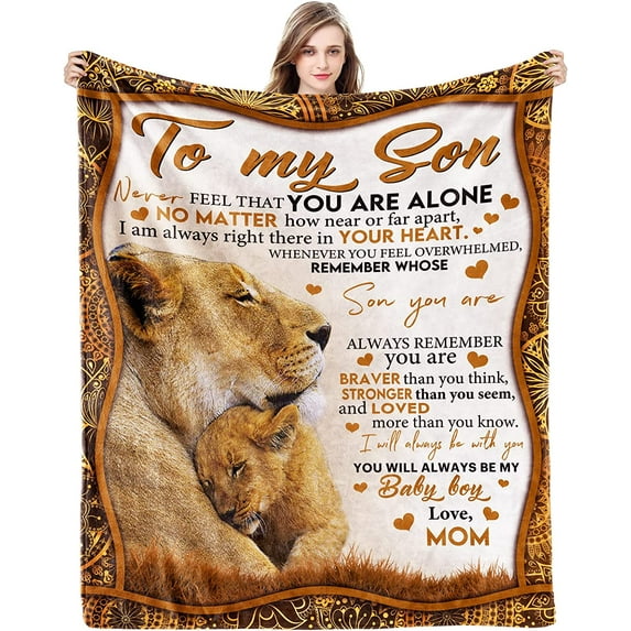 Son Gifts from Mom Blanket Gifts for Son from Mom Son Blanket from Mom to My Son Blanket from Mom Birthday Valentines Day Graduation for Son Him Boy Throw Bed Blanket 60" X 50"