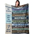 thumbnail image 1 of to My Son Gifts from Mom Dad, Birthday Gifts for Son Gift for Valentine‘s Day Christmas Graduation, Flannel Fleece Soft Cozy Throw Blankets Lightweight Warm Throws for Bed Sofa Couch 50"x60", 1 of 6