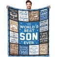 thumbnail image 1 of Son Gifts from Mom Dad, World's Best Son Ever Gift Blanket 60"x 50", Grown Gifts for Son Adult, Graduation Christmas Wedding Birthday Gift Ideas for Son Soft Flannel Blanket, 1 of 5