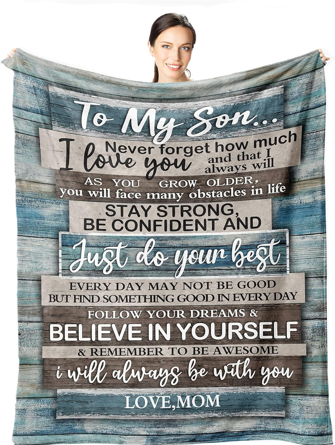 TeesNow Personalized to My Bonus Son Blanket from Stepmother Dad I Close My Eyes Wolf Stepson Birthday Graduation Christmas Customized Gift Fleece Throw Blanket (30 x 40 in Baby Size