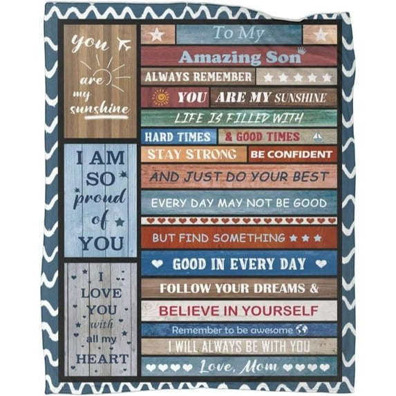 Son Gifts from Mom - Son Blanket from Mom, Birthday Gift for Son, Graduation Gift for Son, Best Son Ever Gifts, Son Gift for Christmas to Son, Birthday Gifts for Son Throw Blankets 60"X 50"