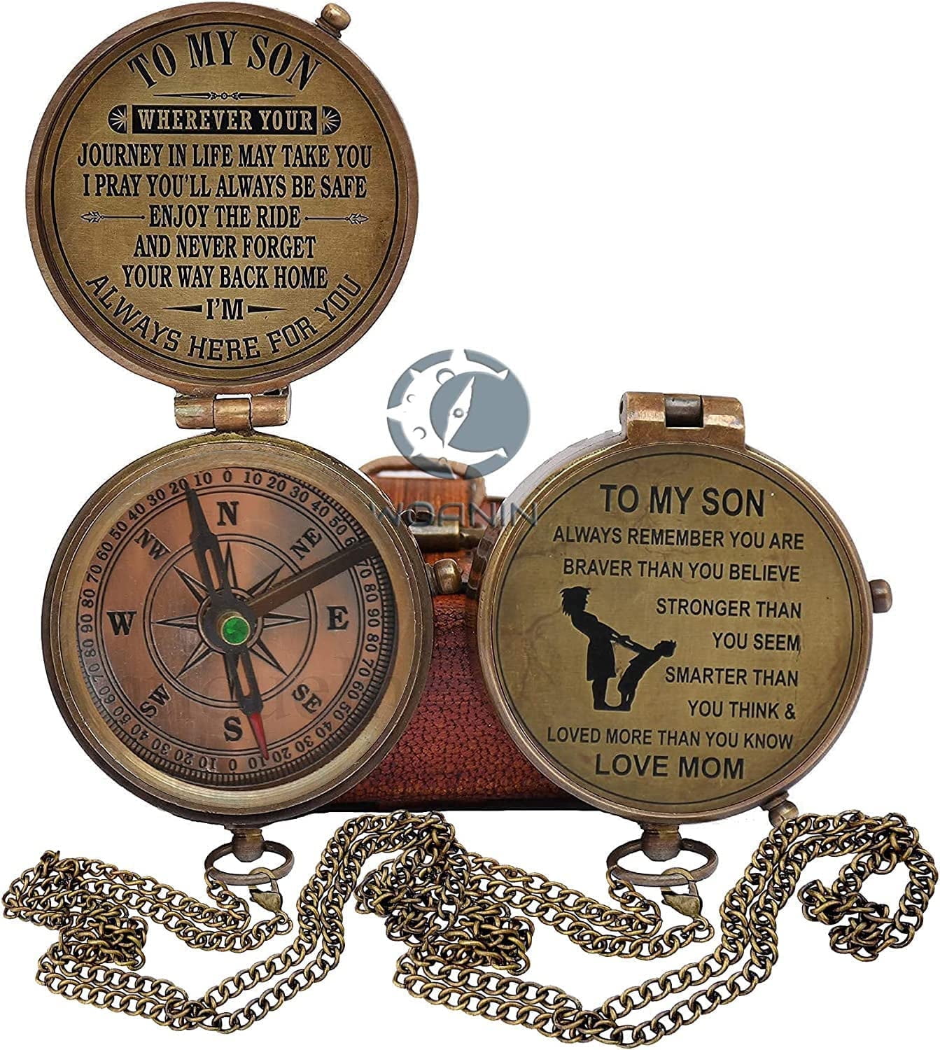 Son Gifts, to Son Compass – Mom to Son Gifts Working Compass with Leather Case/to My Son Love - Graduation Day Gifts for Son - Son Birthday Gifts - Confirmation Gifts for Son