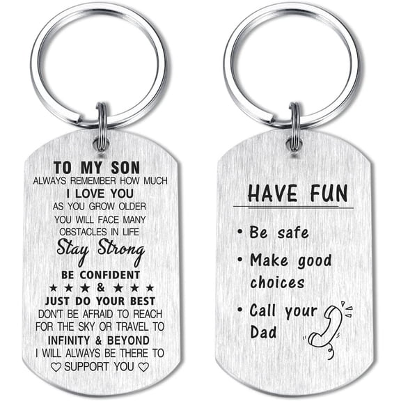 Son Gifts, Son Keychain, Have Fun Be Safe Make Good Choices Call Your Mom Dad Key Chain, Christmas
