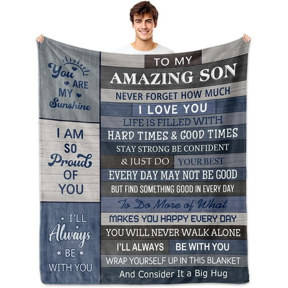 Son Gifts from Mom, Gifts for Son from Mom, Dad, Adult Son Gift Ideas, Birthday Gift for Son, Blanket for Son 50"X 60", to My Son Throw Blanket