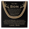 thumbnail image 1 of Son Got Your Back Link Chain Necklace, Cuban Link Chain - Stainless Steel/ Yellow Plated - Message Card & Gift Box, 1 of 5