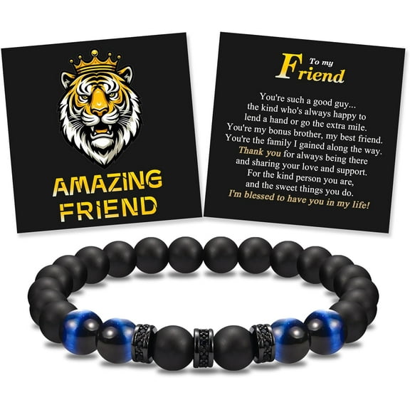 To My Son Grandson Nephew Brother Friend Dad Husband Uncle Bracelet Gifts, Elastic Rope Beads Bracelet for Boys Men on Birthday Christmas Valentines Graduation Fathers Easter Basket Stuffers