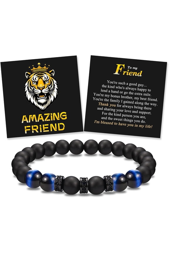 To My Son Grandson Nephew Brother Friend Dad Husband Uncle Bracelet Gifts, Elastic Rope Beads Bracelet for Boys Men on Birthday Christmas Valentines Graduation Fathers Easter Basket Stuffers