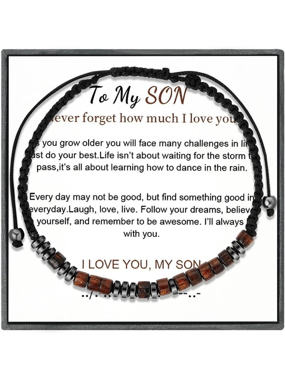 To My Son - I Love You Morse Code Bracelet, Adjustable Inspirational Beaded Morse Code Bracelets, Personalized Men Bracelet, Back to School Bracelet, First Day of School Bracelet Gift for Son