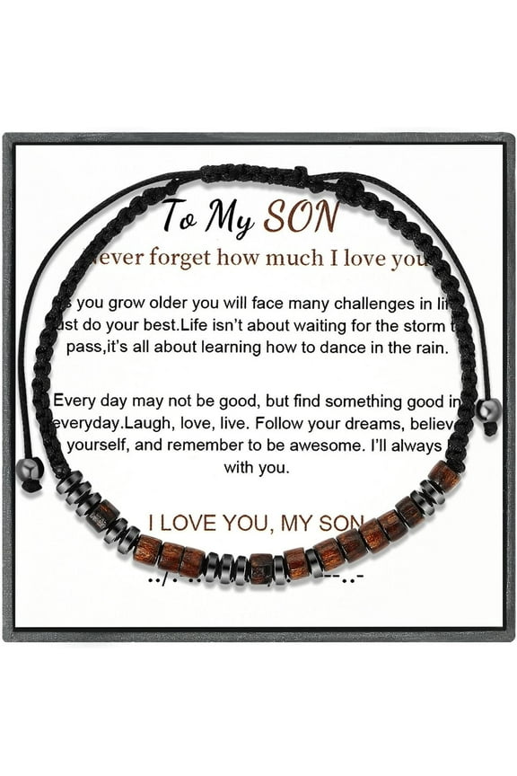 To My Son - I Love You Morse Code Bracelet, Adjustable Inspirational Beaded Morse Code Bracelets, Personalized Men Bracelet, Back to School Bracelet, First Day of School Bracelet Gift for Son