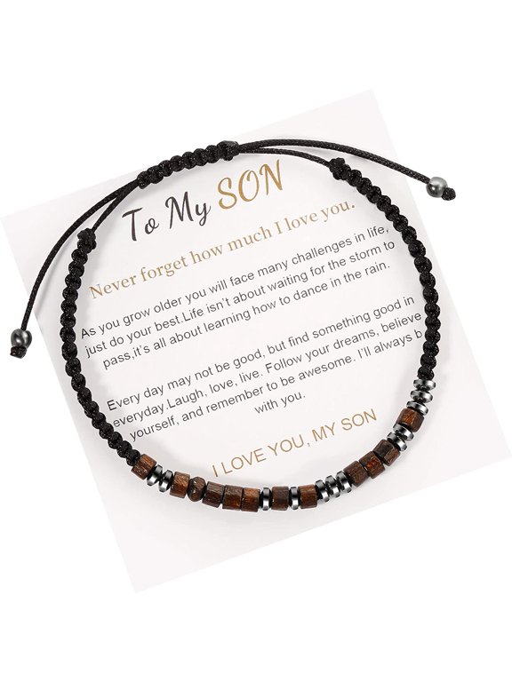 To My Son - I Love You Morse Code Bracelet, Adjustable Inspirational Beaded Morse Code Bracelets, Personalized Men Bracelet, Back to School Bracelet, First Day of School Bracelet Gift for Son