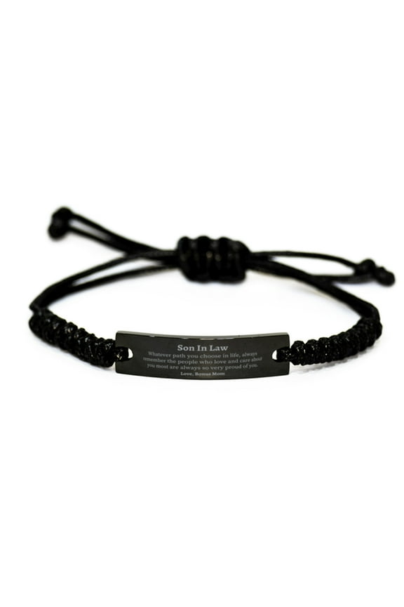 Son In Law Black Rope Bracelet, Always so very proud of you, Inspirational Son In Law Birthday Supporting Gifts From Bonus Mom