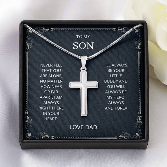 Son - Little Buddy Artisan Cross Necklace, Gift For Son, Son Birthday, Son-In-Law, Necklace For Son, Son Gift Ideas, Gifts To Son From Dad,