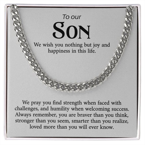 To My Son From Mom And Dad Birthday Graduation Christmas Pretty Necklace A Meaningful Necklace Perfect For Anniversaries Birthdays Valentine Version 355, White Cuban Link Necklace