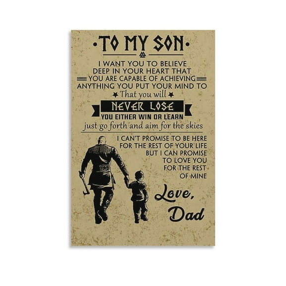 To My Son Motivational Inspirational Positive Quote Saying Spiritual Posters Art Print Wall Photo Paint Poster Hanging Picture Family Bedroom Decor Gift 20x30inch(50x75cm)