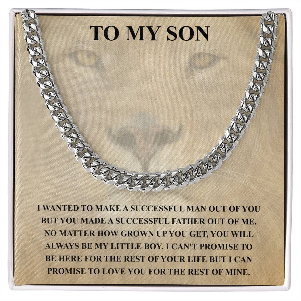To My Son Necklace - Cuban Link Chain Gift From Mom Or Dad