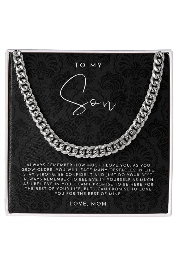 Son Necklace, Mother To Son Gift Cuban Link Chain Necklace Standard Box