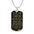 thumbnail image 1 of For My Son Never Forget That I Love You, Your Dad Luxury Dog Tag Necklace Anniversary Birthday Graduation Gift - Graphic Military Dog Tag Necklace (Optional Personalized Engraving), 1 of 5