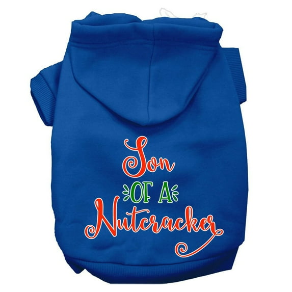 Mirage Pet Son of a Nutcracker Screen Print Dog Hoodie Blue XS