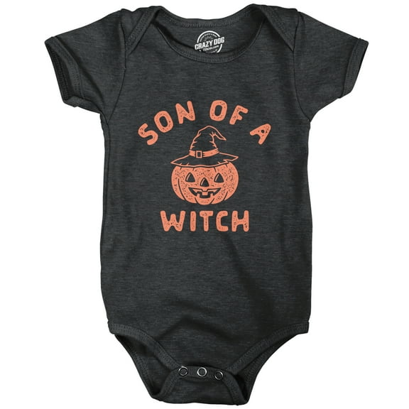 Son Of A Witch Baby Bodysuit Funny Halloween Jack-o-lantern Infant Jumper