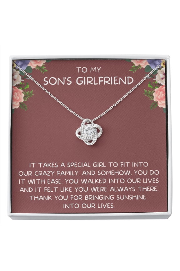 To My Son'S Girlfriend Necklace, For Sons Girlfriend, Birthday Sons Girlfriend From Mom Or Dad, To My Son'S Girlfriend The First Meet #456, Gold Love Knot Necklace
