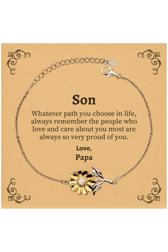 Son Sunflower Bracelet, Always so very proud of you, Inspirational Son Birthday Supporting Gifts From Papa