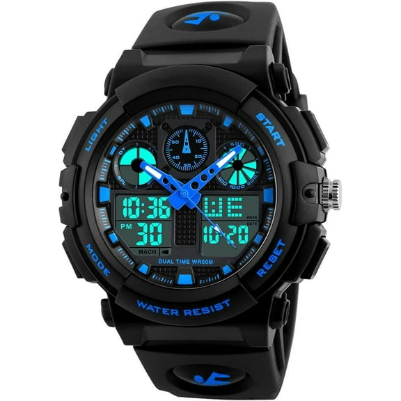 Son' Watches - Dual Display, Large Dial Sport Watch, Black Outdoor Watch - Waterproof