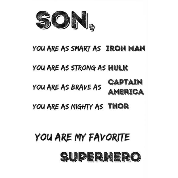 "Son-You Are My Favorite Superhero" Inspirational Wall Art Sign Artistic Typographic Poster Print. Perfect Home, Kids Bedroom, Nursery Decor. Great Decoration poster