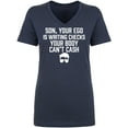 thumbnail image 1 of Son, Your Ego Is Writing Checks Womens V-Neck T-Shirt, 1 of 2